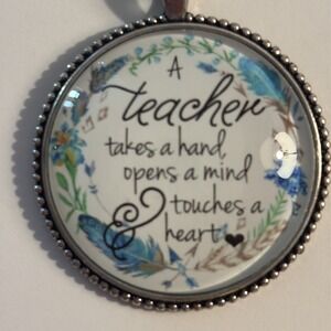 Plunder Teacher Necklace, Hand Mind Heart 15" long necklace; Plunder Jewelry